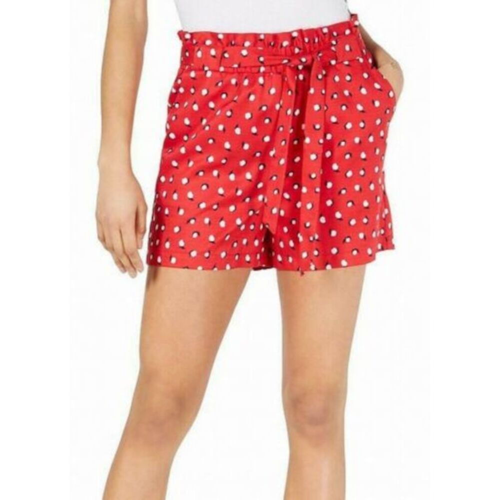 MAISON JULES Womens Red Floral Shorts Size: L